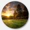 Designart - Fenced Ranch at Sunrise' Landscape Round Circle Metal Wall Art